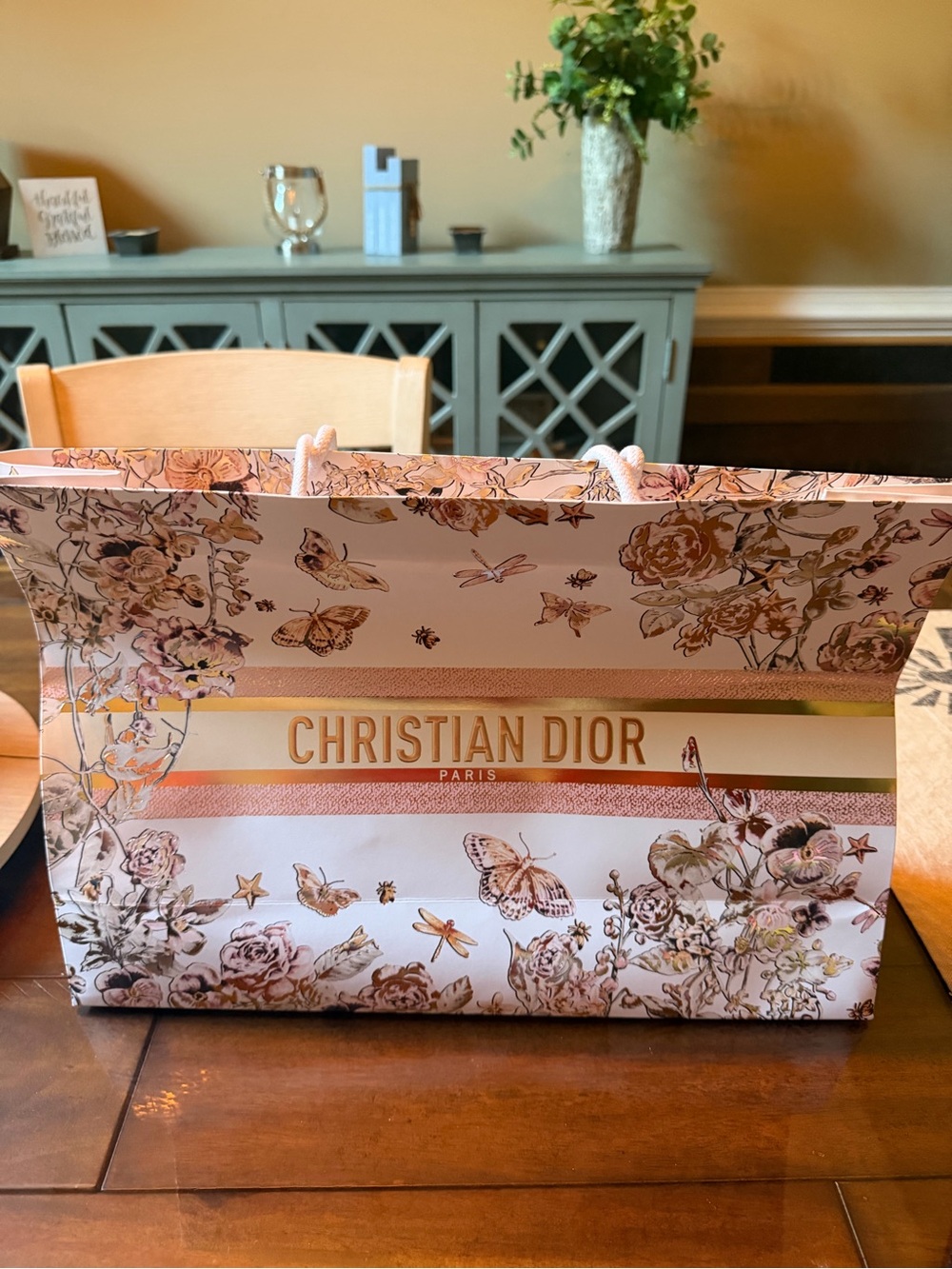 Dior Floral Pink and Gold Shopper Tote